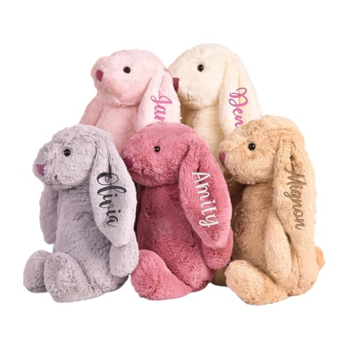 Personalized-Easter-Bunny-Custom-Bunny-Stuffed-Animals-With-Childs-Name-Handmade-Embroidered-Custom-Plush-Rabbit-Toy-for-Girls-Boys-Kids Personalized Easter Bunny Custom Bunny Stuffed Animals With Childs Name Handmade Embroidered Custom Plush Rabbit Toy for Girls Boys Kids