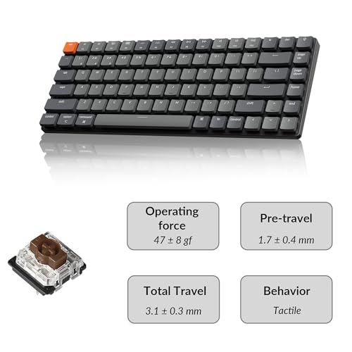 Keychron K3 Version 2, 84 Keys Ultra-Slim Wireless Bluetooth/USB Wired Mechanical Keyboard with White LED Backlit, Low-Profile Gateron Mechanical Brown Switch Compatible with Mac Windows