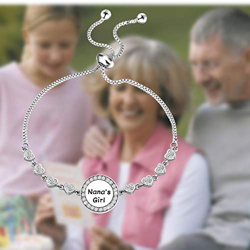 Image of FEELMEM Nana's Granddaughter Slider Bracelet Gift for from Nana Granddaughter Birthday Graduation Gift