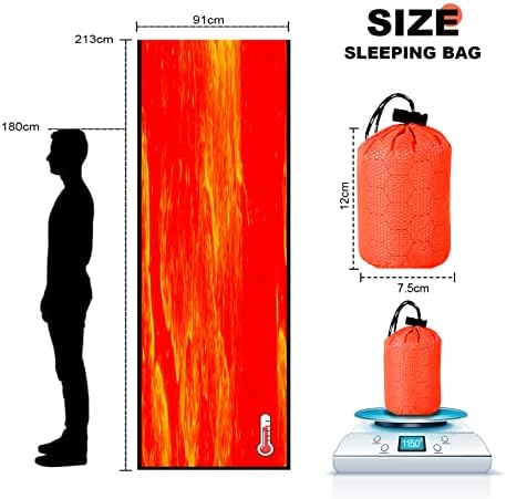 Survival Sleeping Bag, Xndryan 2 Packs Emergency Bivvy Bag Lightweight Heat Retention Camping Sleeping Bag to Protect Against Hypothermia, Rescue Blanket Reusable for Camping, Hiking, Outdoor Survival