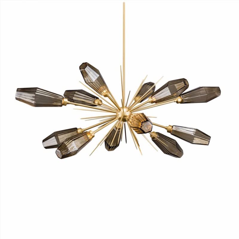 Lustre en verre cristal postmoderne d'art américain pour salon chic, D60cm