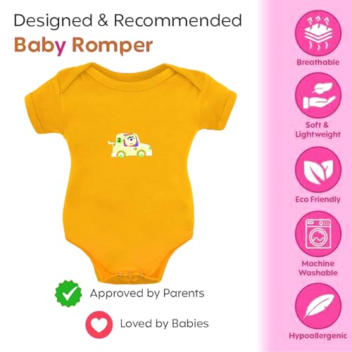 Image of VParents Rompers for New Born Baby Girl & Boy (Pack of 3), 100% Cotton Half Sleeve Romper /Bodysuit /Jumpsuit /Onesies /Sleepsuit For Infants & Toddlers, Comfortable Daily Wear Clothes For Babies