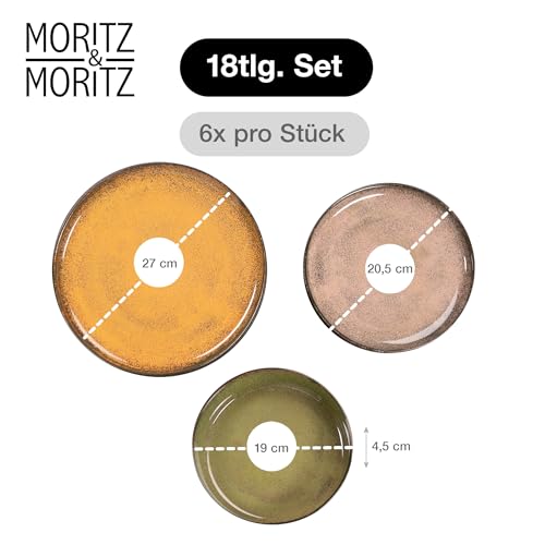 Foto von Moritz & Moritz Geschirrset 6 Personen Vintage 18-tlg. - Mikrowellen- & Spülmaschinenfest - Modernes Geschirr Set für 6 Personen - Essgeschirr, Tafelservice, Kombiservice 6 Personen - Serie Vida