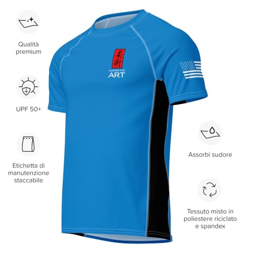 “Master The Art” Blue No-Gi Jiu Jitsu Rash Guard – Premium BJJ Compression Shirt for Grappling4