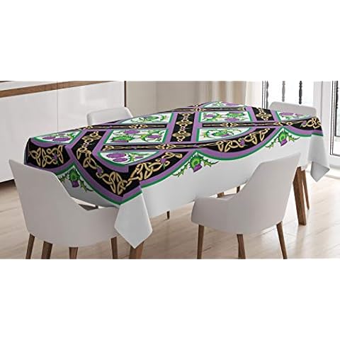 ABAKUHAUS Escocia Mantele, Celta Ornamental Motif, Estampado Lavable Colores Firmes Cover