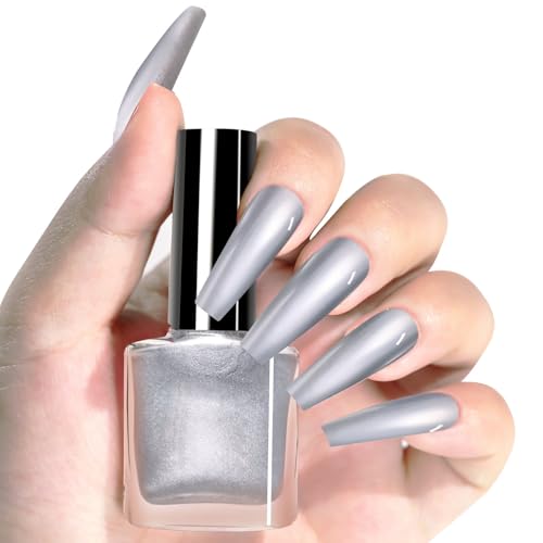 Generic Silver Metallic Gel Nail Polish, Quick Dry, Long Lasting, Mirror Chrome Effect, Nail Art & Manicure