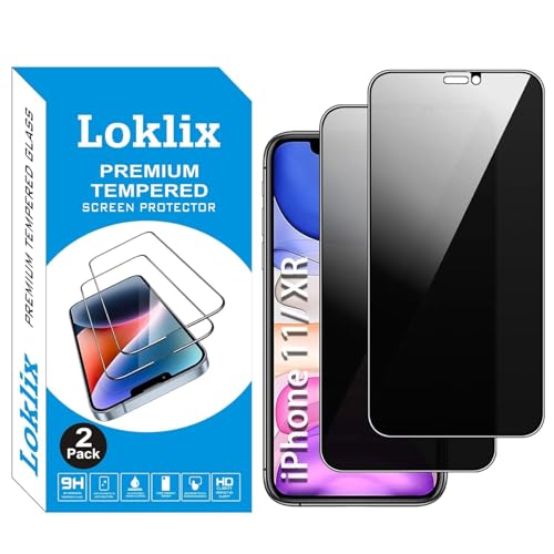 Image of Privacy Screen Protector, Compatible with iPhone 11 / iPhone XR - Pack of 2, Anti-Spy Tempered Glass, 9H Hardness, Smudge Resistant, Face ID Compatible, Anti-Glare