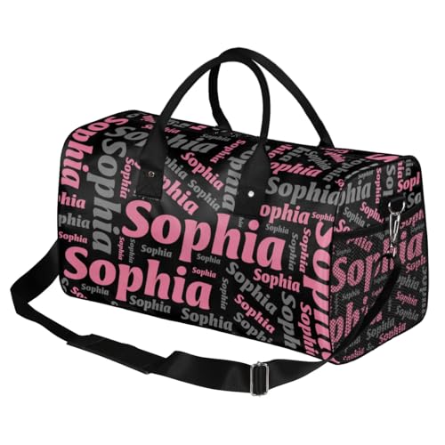 TropicalLife Personalized Duffel Bag Custom Name Sport Gym Bag Duffle Dance Bag Weekender Bags for Women Black Pink Gray2