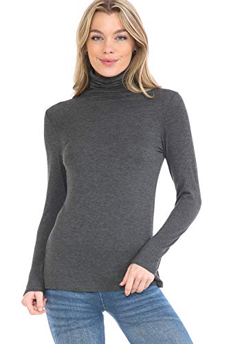 Image of Women's Lightweight Long Sleeve Turtleneck Top Pullover Sweater (S-3XL)