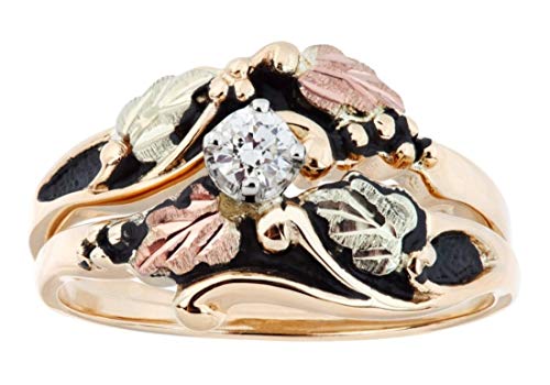 10k Yellow Gold Antiqued Diamond Black Hills Gold Engagement Wedding Ring Set (.25 Ct., Color I-J, Clarity I1)2