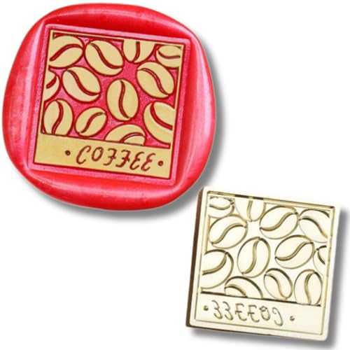 【コーヒー 珈琲 カフェ coffee 看板】シーリングスタンプ ヘッド シーリングワックス 封蝋 (コーヒーショップ 異型)(サイズ:縦19mm横28mm) (コーヒー豆 正方形)