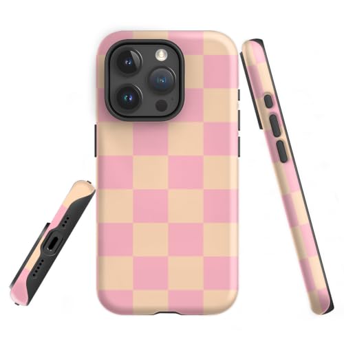 Vyukyio Cute Yellow Pink Checkerboard Phone Case for iPhone 14 Pro Max