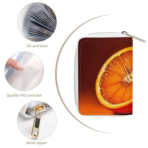 RFID Credit Card Holder Wallets for Women Cute Small Leather Ladies Cardholder Wallets Half An Orange Card Organizer Case with Zipper4