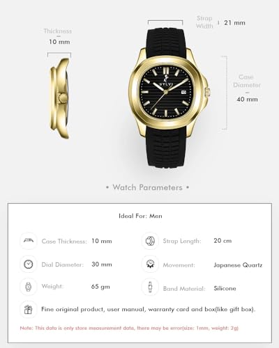 Image of Sylvi Urbanic Men's Analog Watch with Date Display, Silicone Strap, Water Resistant