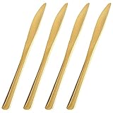 FORKED 50-Piece Gold Plastic Disposable Knives - Heavy-Duty Silverware | Durable, Disposable Soup Knives for Party, Wedding, Occasion