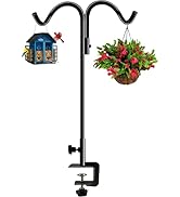 Koutemie 40 Inch Tall Double Deck Hook for Railing, Adjustable Outdoor Shepherds Hook with 2-Inch...