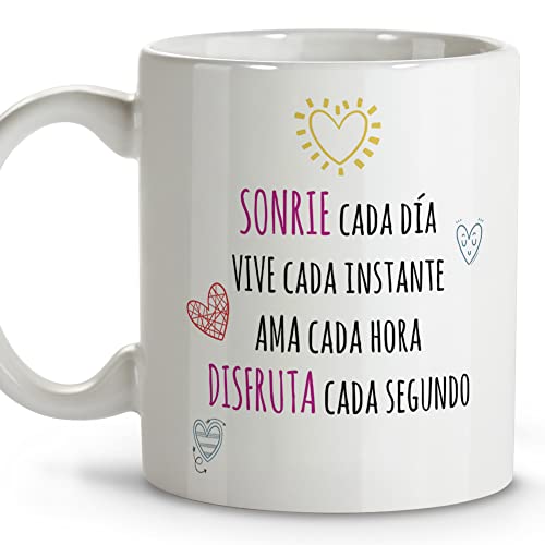 LolaPix Regalo Cumpleaños Mujer. Tazas Originales para Regalar. Regalo Amiga. Taza Cerámica. 330 ml. Sonrie y Disfruta LolaPix Regalo Cumpleaños Mujer. Tazas Originales para Regalar. Regalo Amiga. Taza Cerámica. 330 ml. Sonrie y Disfruta
