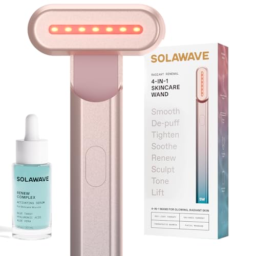 Solawave 4-in-1 Radiant Renewal Red Light Therapy Wand & Renew Co...