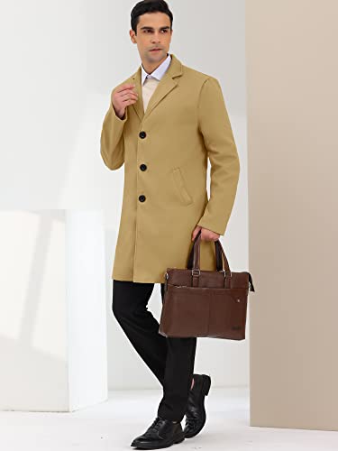 Image of Lars Amadeus Men's Trench Coat Lapel Collar Single Breasted Warm Long Peacoat Overcoat