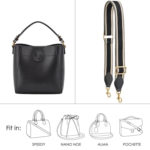 Image of Purse Strap Replacement Crossbody Bags Handbag Wide Canvas Leather Adjustable (Purse Strap-White&Black)