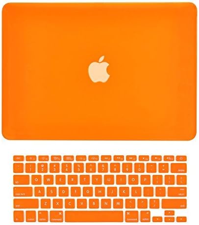TOP CASE - 2 in 1 Signature Bundle Rubberized Hard Case and Keyboard Cover Compatible Old Generation MacBook Pro 13" with DVD Drive/CD-ROM Model: A1278 - Orange