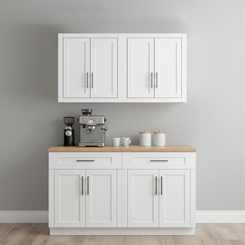 Crosley Furniture Savannah 2-Piece Wall Kitchen Storage Cabinet, Cabinets for Laundry, Bathroom, White - Thumbnail 2