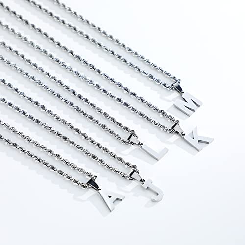 SENRAN Layered Initial A-Z Letter Necklace for Men Stainless Steel Figaro Twist Rope Chain18-20 inch Personalized Letter Charm Pendant Jewelry Gift for Women2