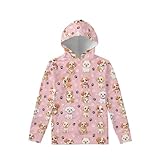 WELLFLYHOM Pink Hoodies Girls Fashion Sweatshirt 14T-16T Puppy Dog Graphic Pullover Hoodie Cute Outfit Dog Paw Print Long Sleeve Hooded Sweatshirt Workout Casual Sweater Shirt