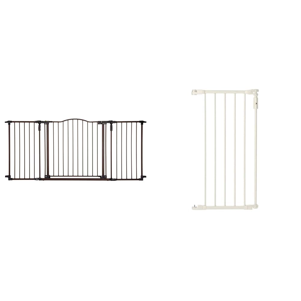 Toddleroo by North States 72” Wide Deluxe Decor Baby Gate with 6 Bar 15” Extension Kit, Extra Tall 30”, Matte Bronze