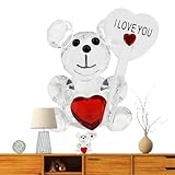 Generisch Kristallbär - 6,5x4x3cm Glasornament | Tierfigur, Hübsche Mit Roten Herzen, Charmante Skulptur Für Tisch, Büro, Schlafzimmer, Feiern, Jubiläum, Weihnachten, Wohndeko