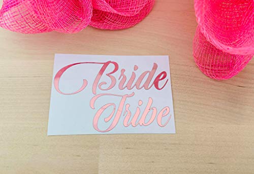 Etiqueta para boda, fiesta, copas de champán, copas de vino, oro rosa metálico (5 novia tribu + novia)