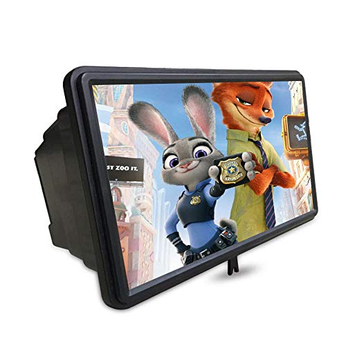 Ceepko Newly Upgraded 3D Phone Screen Magnifier, 12 inch HD Stereoscopic Phone Screen Amplifier Projector, Anti-Radiation Eye Protection Mobile Movie Enlarger with Flexible Stand, for All Smart Phones