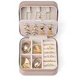 VLANDO Bridesmaid Proposal Gifts - Travel Jewelry Case, Small Travel Jewelry Organizer Box for Girls Women - Toffee