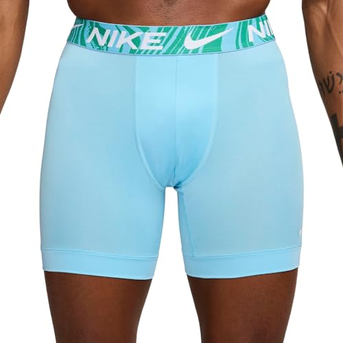 Nike Men's Dri-Fit Essential Micro Boxer Brief, 3pk, Aquarius Blue/Laser Fuchia/Cool Grey, L3