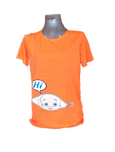 Image of Bold N Elegant Women's Cute Printed Sneak Peek Child Pregnancy Regular Fit T-Shirt Maternity Top Tee