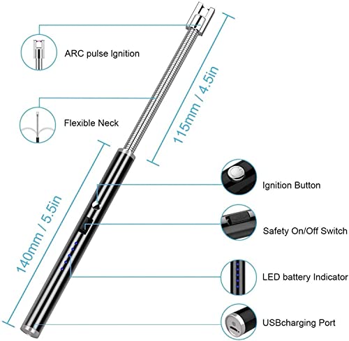 Electric Arc Lighter, Plasma Lighter Flameless Windproof USB Rechargeable for BBQ Gas Stove Candle Fireworks Assorted Colors