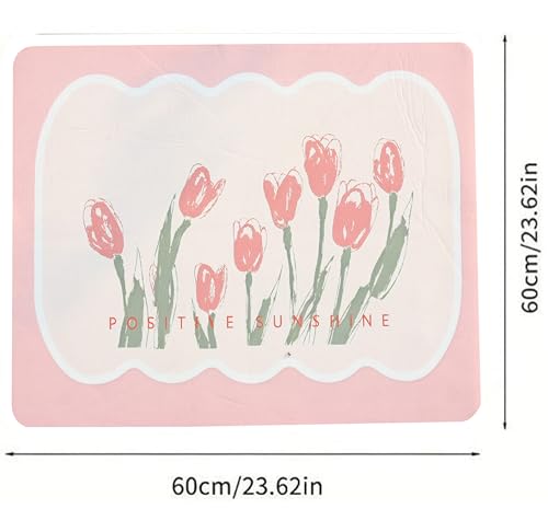 Image of Homecloud Non-Slip Washing Machine Mat - Durable Waterproof Protective Cover for Washer & Dryer, Dust-Resistant Mat Ideal for Laundry Room & Kitchen Appliances | 60x60 cm (Pink)