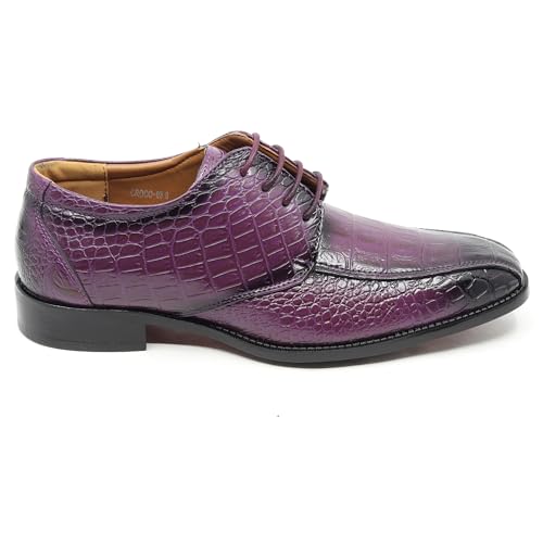 Image of Men's Alligator Crocodile Print Oxford Fashion Lace Up Dress Shoe croco-03