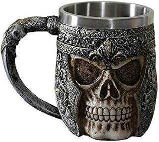OTARTU 400ML Skull Coffee Mug Viking Skull Beer Mugs Stainless Steel Liner Gift for Men Father's Day Gifts