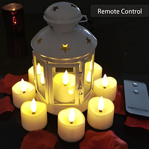 Image of 12 Pack Realistic and Bright Flickering Battery Operated Flameless LED Tea Lights Candles Remote,tealight Candles for Holiday, Weddings, Birthdays,Halloween,Christmas(Warm White)