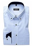 eterna Herren Hemd Comfort Fit Button-Down-Kragen Patch (47, Blau Weiß)