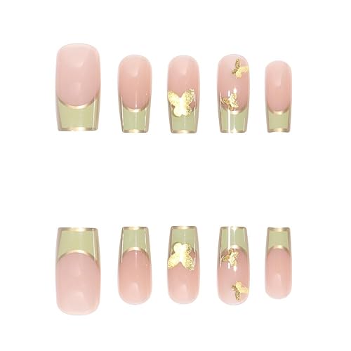 Miniatura 9 de BAOYAALIN - Uñas postizas cuadradas medianas largas con diseño de diamantes de imitación de flores, uñas postizas de gel para mujeres y niñas,