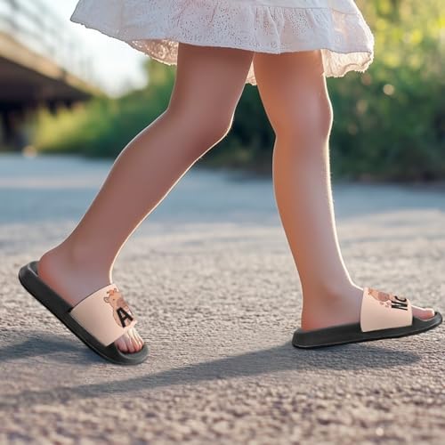 Image of Unisex Slides for Girls Boys Comfortable Slippers Slides Non-slip Shower Shoes House Fashion Thick for Indoor & Outdoor Gifts