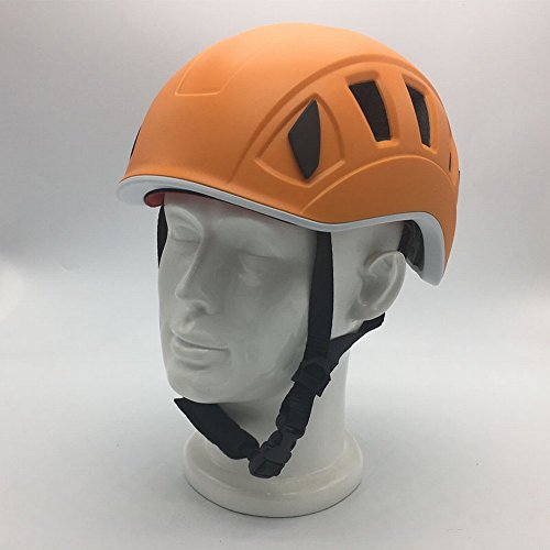 Casque d'escalade orange ajustement universel contre les chocs en descente et caverne
