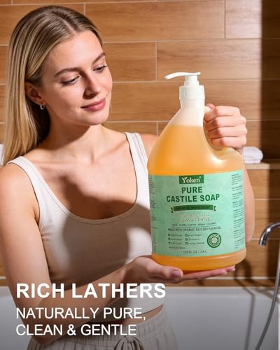 Image of Yoken EWG Peppermint Castile Soap 1 Gallon, Bulk Clean Liquid Soap Refill