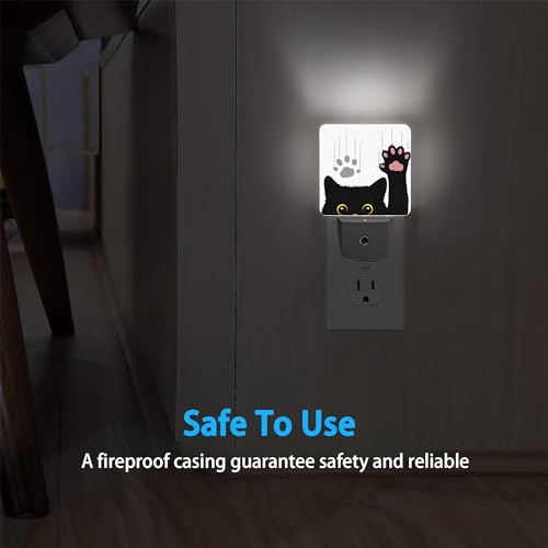 Image of Black Cat Night Light,Cute Funny Cat Night Lights Plug into Wall for Boys Girls, Led Lamp for Stairway /Hallway /Bedroom 0.5W Nightlight Sleep Friendly