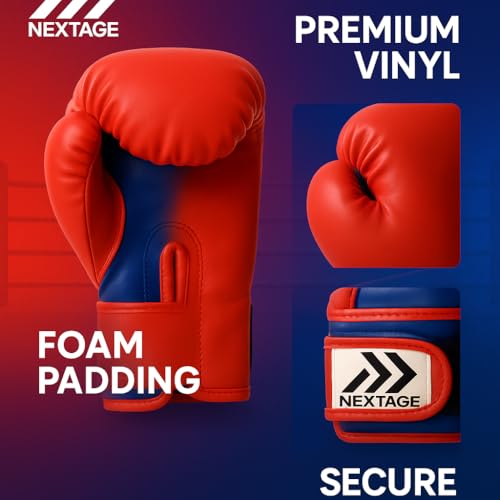 Image of Nextage Kids 4 oz Boxing Gloves for Age 3‑7 | Lightweight PU Vinyl Training Gloves with Foam Padding & Wrap‑Around Strap | Boxing Gloves for Children's Sparring & Punching Bag Practice