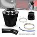 BARTOO 3'' Cold Air Intake Kit Aluminum Automotive Cold Air Intake Pipe Filter Induction Flow Hose Pipe Kit, Black