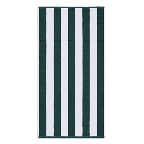 Image of La Maison Cabana Stripe Beach Towels 100% Cotton 70cm x 150cm Large Pool Towel Absorbent Supersoft Quick Dry Sand Proof Beach Towel Holiday Yoga Gym Swimming Towel (1, Green)