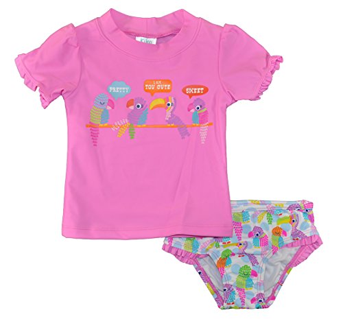 Image of KIKO & MAX Girls Swim Suit Set with Long Sleeve Rashguard Swim Shirt